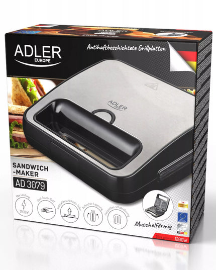 Sumuštinių kepyklė Adler AD3079 1200W grilis panini su nepridegančia danga