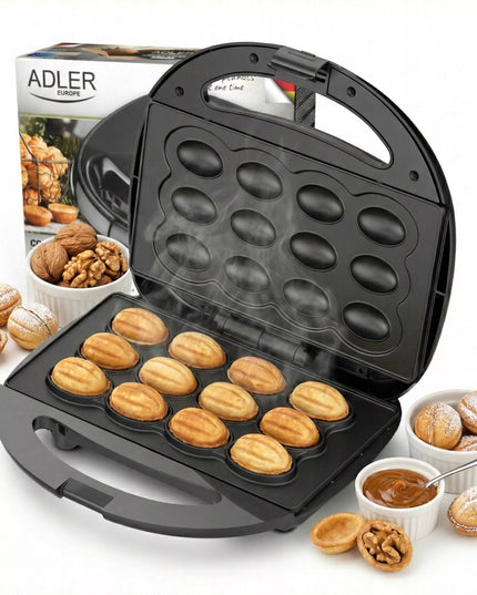 Riešutų formos sausainių kepimo aparatas Adler 3071, 12 formelių, 1200 W, neprideganti danga