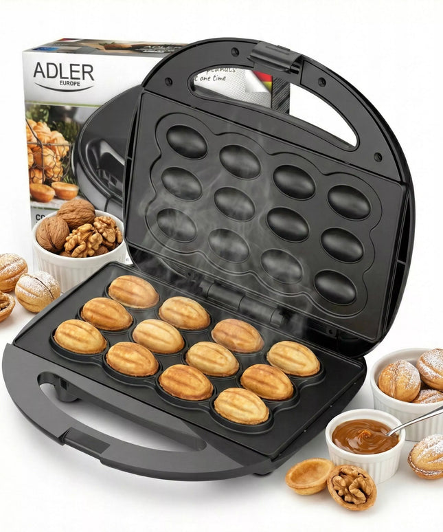 Riešutų formos sausainių kepimo aparatas Adler 3071, 12 formelių, 1200 W, neprideganti danga