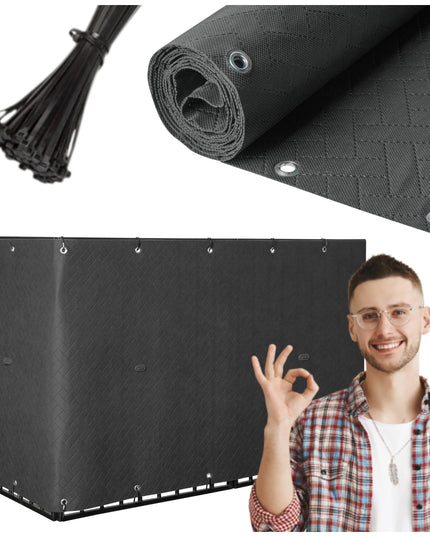 PREMIUM balkono uždanga, grafito spalva, 0,8x6m, balkono, terasos ir tvoros kilimėlis, storas 240g