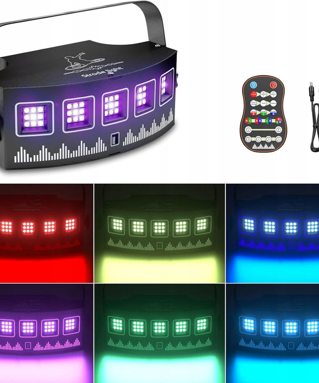 Spalvotas diskotekos apšvietimas 128 RGBW vakarėlio prožektorius, 2 vnt. rinkinys