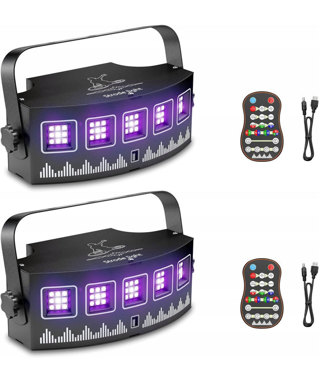 Spalvotas diskotekos apšvietimas 128 RGBW vakarėlio prožektorius, 2 vnt. rinkinys