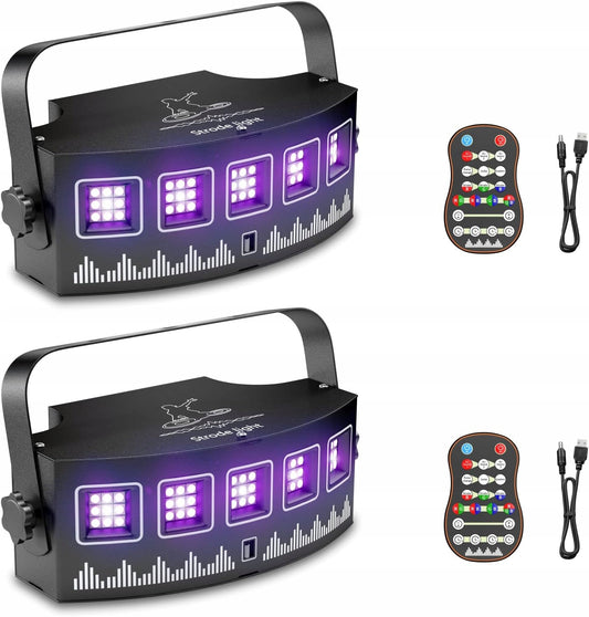 Spalvotas diskotekos apšvietimas 128 RGBW vakarėlio prožektorius, 2 vnt. rinkinys