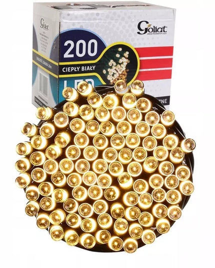 Kalėdinė eglutės girlianda 200 LED, šilta balta, IP44, lauko