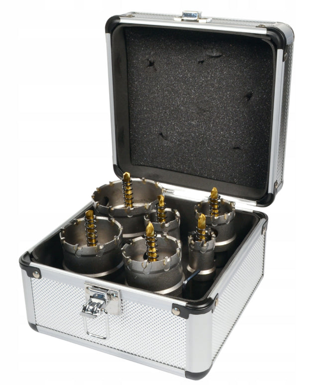 Karbidinės skylamušės / karūnos grąžtai metalui 22-65 mm 6 vnt. BLACK