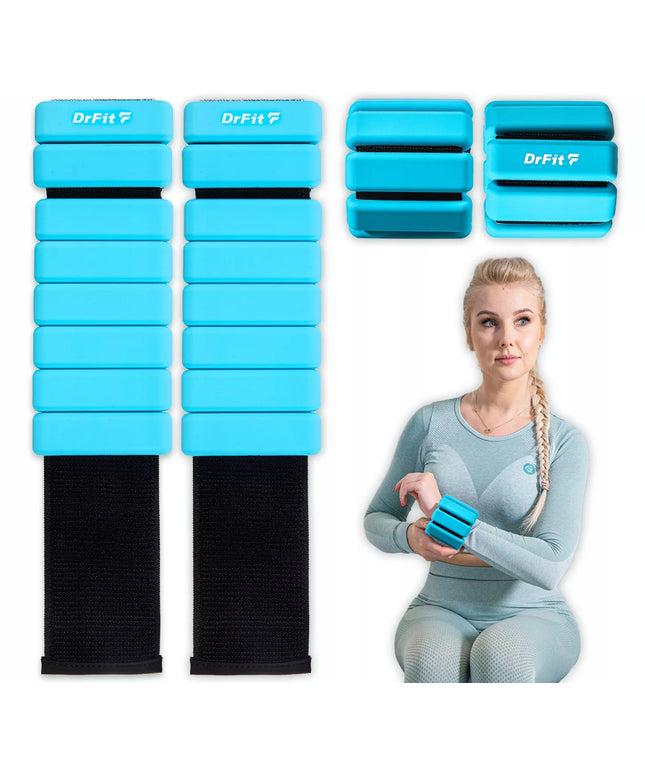 DrFit reguluojami svarmenys kulkšnims ir riešams 2x 0,45 kg mėlyni