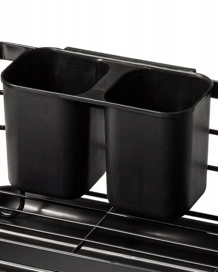 Didelė pastatoma indų džiovykla, lėkštėms, stalo įrankiams, juoda, metalinė XXL