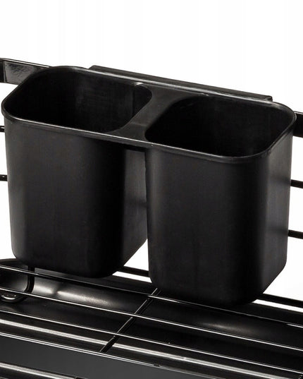 Didelė pastatoma indų džiovykla, lėkštėms, stalo įrankiams, juoda, metalinė XXL