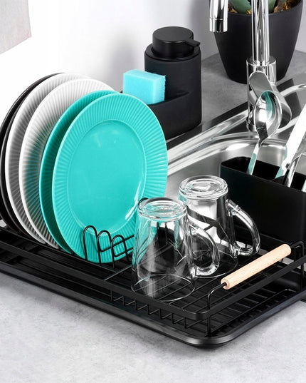 Indų džiovykla MAŽA PASTOVIMA lėkštėms, stalo įrankiams, indams, juoda metalinė