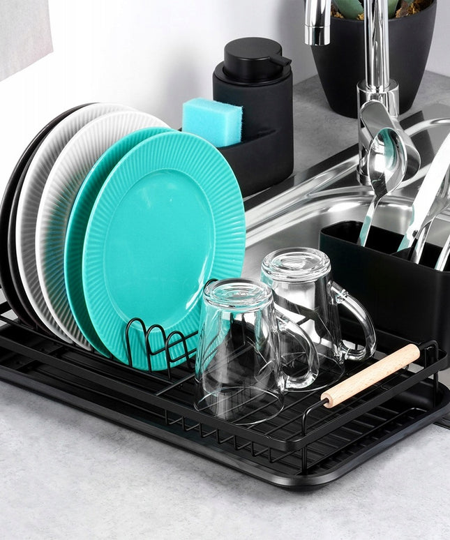 Indų džiovykla MAŽA PASTOVIMA lėkštėms, stalo įrankiams, indams, juoda metalinė