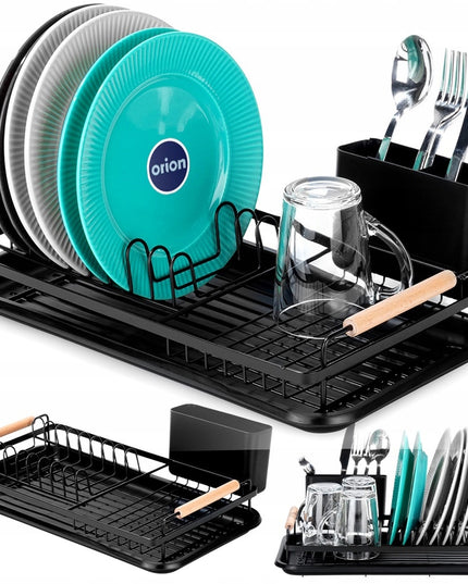 Indų džiovykla MAŽA PASTOVIMA lėkštėms, stalo įrankiams, indams, juoda metalinė