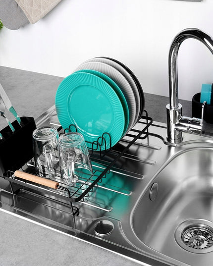 Indų džiovykla MAŽA PASTOVIMA lėkštėms, stalo įrankiams, indams, juoda metalinė