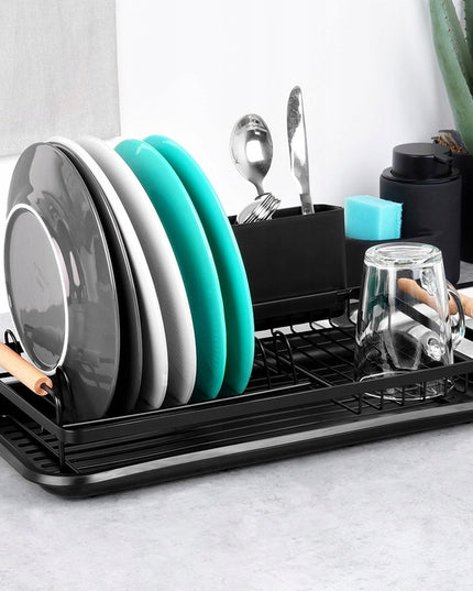 Indų džiovykla MAŽA PASTOVIMA lėkštėms, stalo įrankiams, indams, juoda metalinė