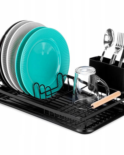 Indų džiovykla MAŽA PASTOVIMA lėkštėms, stalo įrankiams, indams, juoda metalinė