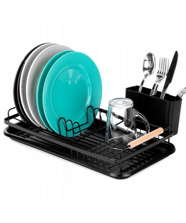 Indų džiovykla MAŽA PASTOVIMA lėkštėms, stalo įrankiams, indams, juoda metalinė