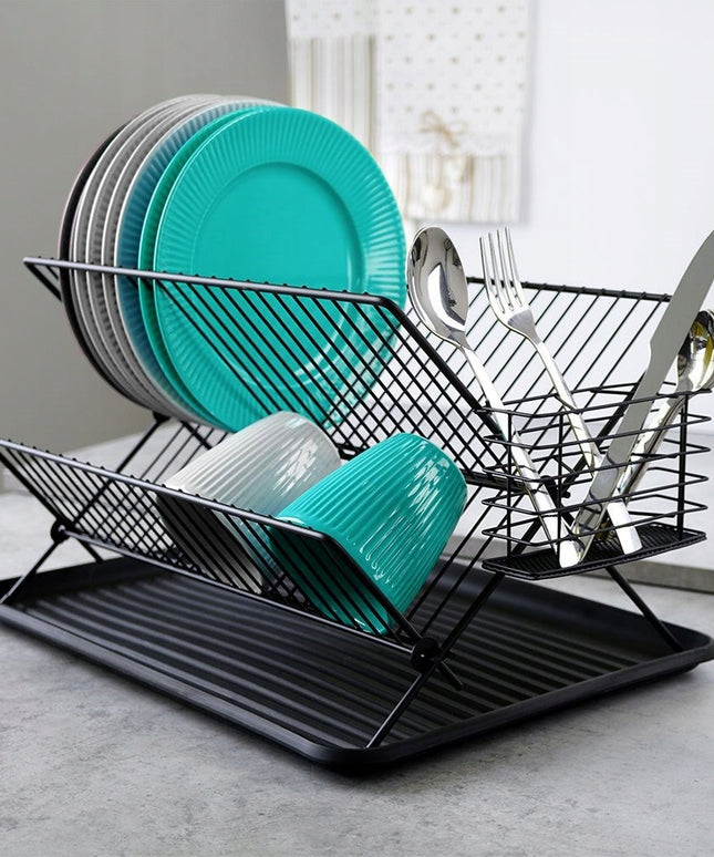 Dvigubo aukšto stovimas indų džiovintuvo/stalčiuko indams ir stalo įrankiams laikyti