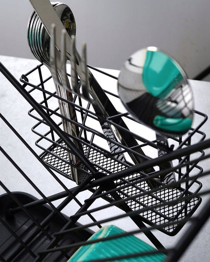 Dvigubo aukšto stovimas indų džiovintuvo/stalčiuko indams ir stalo įrankiams laikyti