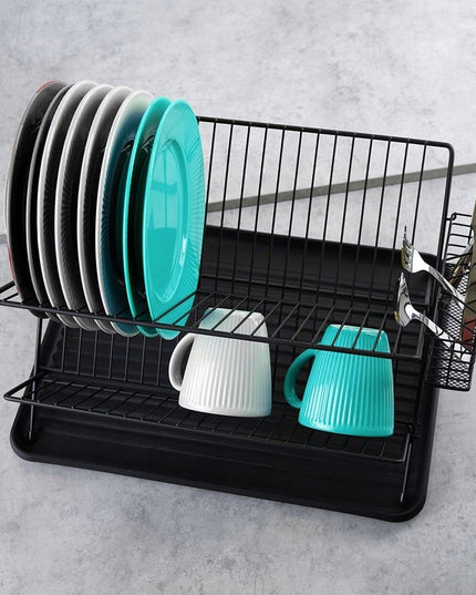 Dvigubo aukšto stovimas indų džiovintuvo/stalčiuko indams ir stalo įrankiams laikyti