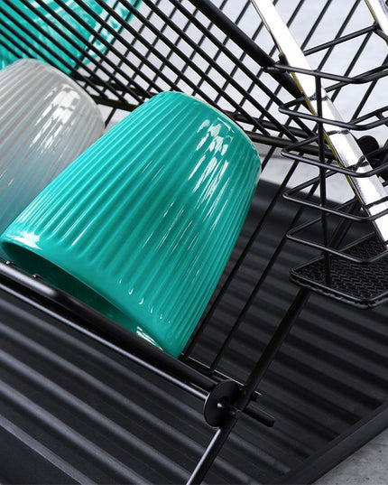 Dvigubo aukšto stovimas indų džiovintuvo/stalčiuko indams ir stalo įrankiams laikyti