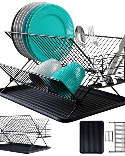 Dvigubo aukšto stovimas indų džiovintuvo/stalčiuko indams ir stalo įrankiams laikyti
