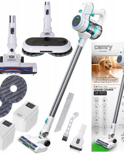 Belaidis vertikalus dulkių siurblys su plovimo funkcija CAMRY CR 7075 2in1 HEPA