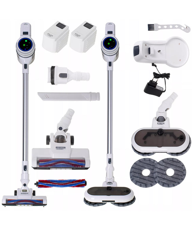 Adler AirForce 7064 2-in-1 belaidis vertikalus dulkių siurblys su plovimo funkcija ir LED apšvietimu