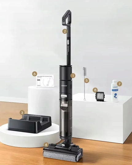 Laresar S7 Pro juodas vertikalus belaidis dulkių siurblys