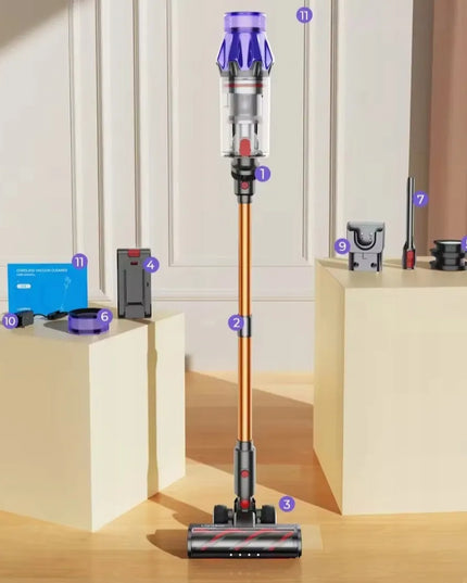 Belaidis vertikalusis ir rankinis dulkių siurblys Laresar V7, 500 W, auksinis
