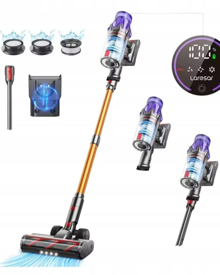 Belaidis vertikalusis ir rankinis dulkių siurblys Laresar V7, 500 W, auksinis