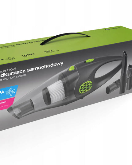 Automobilinis dulkių siurblys TRACER OK-V1, rankinis, 100 W, keičiami antgaliai, HEPA filtras