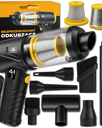 Belaidis rankinis automobilinis dulkių siurblys AKC-539, 4 viename, 90 W, 16 000 Pa, su antgaliais