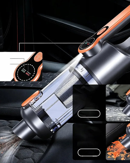 Belaidis rankinis cikloninis automobilinis dulkių siurblys su USB-C įkrovimu, 17 kPa