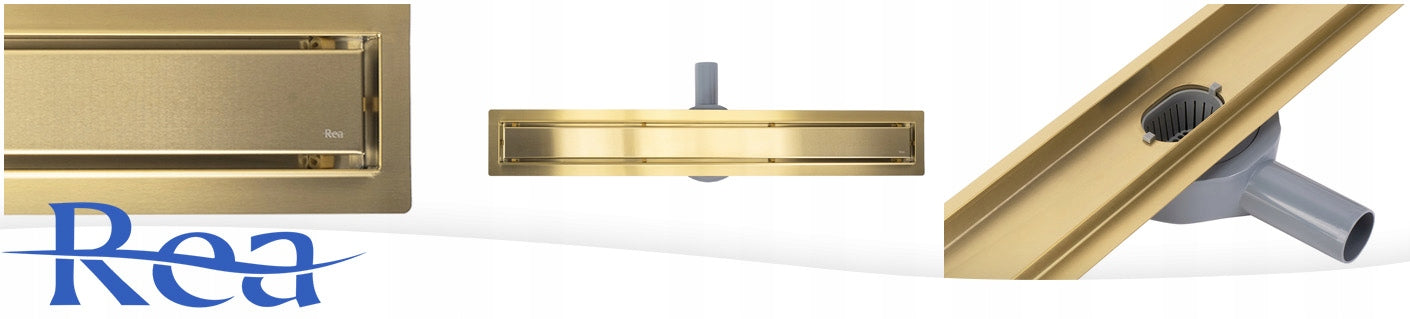 Linijinis nutekėjimas 100 cm Šlifuotas auksas Dušo latakas REA NEOX PRO