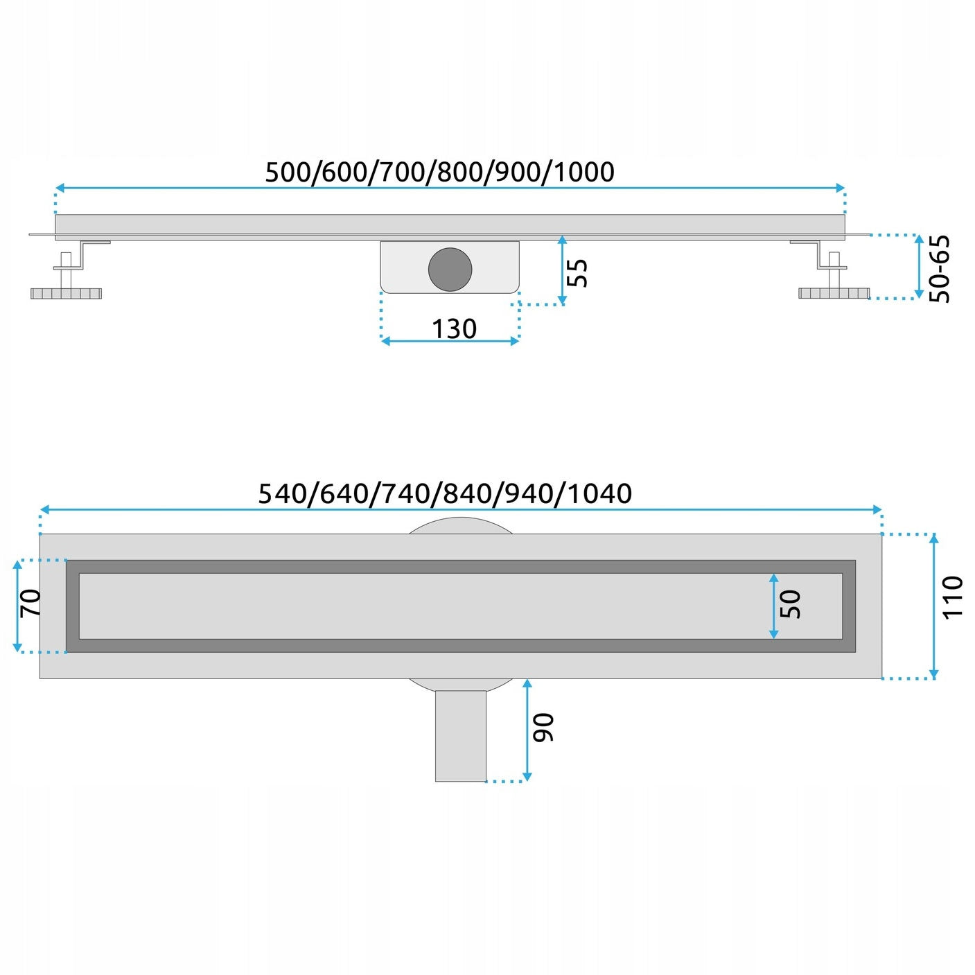 Linijinis nutekėjimas 100 cm Šlifuotas auksas Dušo latakas REA NEOX PRO