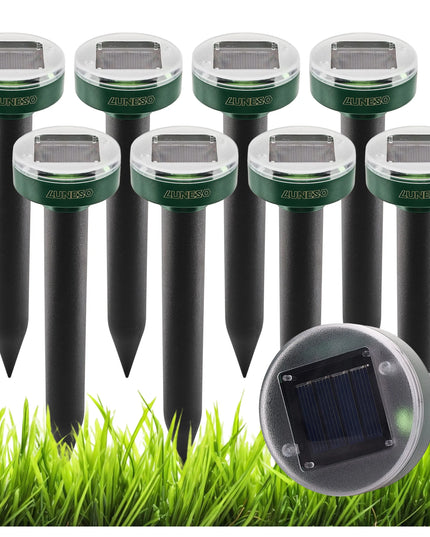 Luneso saulės energija maitinamas ultragarsinis kurmių ir graužikų baidiklis, 8 vnt.