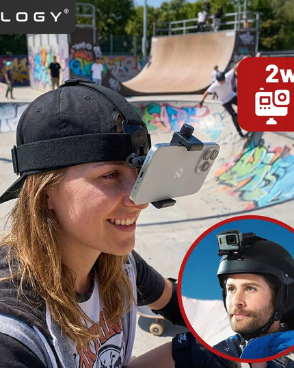 2 viename galvos dirželis-laikiklis SELFIE telefonui, išmaniajam telefonui, iPhone ir GoPro Hero