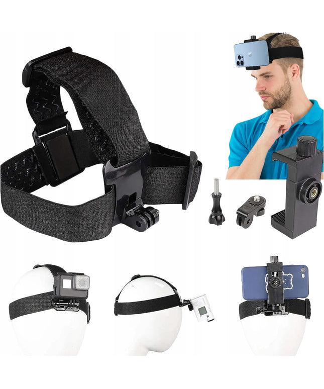 2 viename galvos dirželis-laikiklis SELFIE telefonui, išmaniajam telefonui, iPhone ir GoPro Hero
