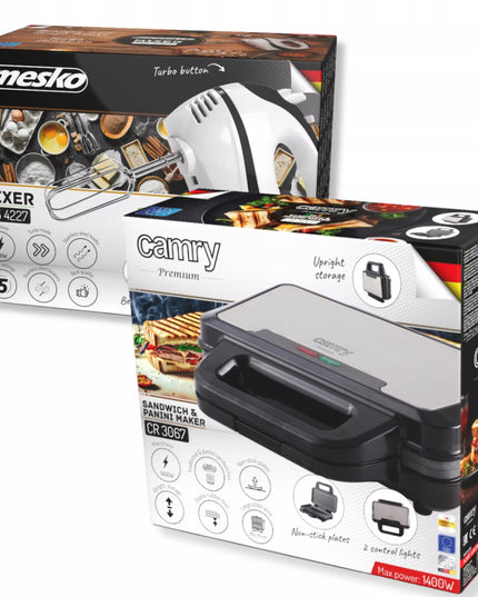 Sumuštinių keptuvas Panini Grill 1400W + Rankinis maišytuvas 550W