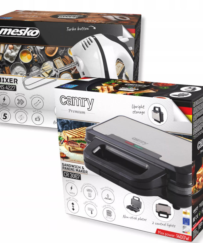 Sumuštinių keptuvas Panini Grill 1400W + Rankinis maišytuvas 550W
