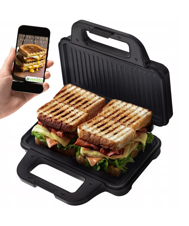 Elektrinis sumuštinių keptuvas Panini Grill, 1400W su nepridegančia danga