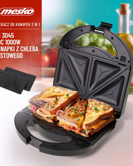 Mesko D_3045 sumuštinių keptuvė vafliams, griliui ir panini 1000W su nepridegančia danga