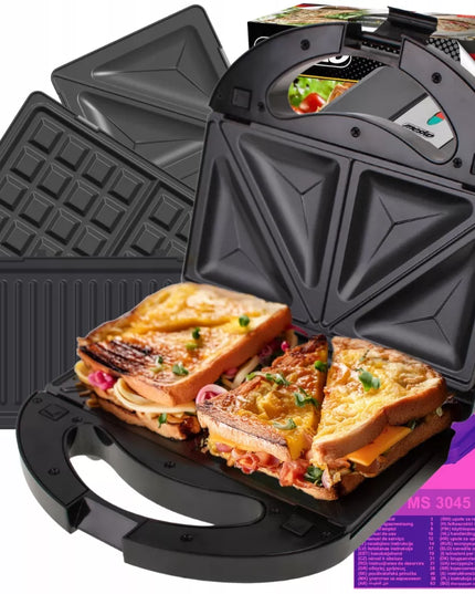Mesko D_3045 sumuštinių keptuvė vafliams, griliui ir panini 1000W su nepridegančia danga