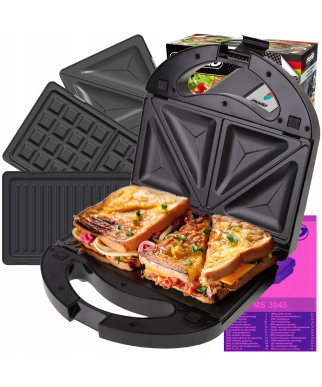 Mesko D_3045 sumuštinių keptuvė vafliams, griliui ir panini 1000W su nepridegančia danga