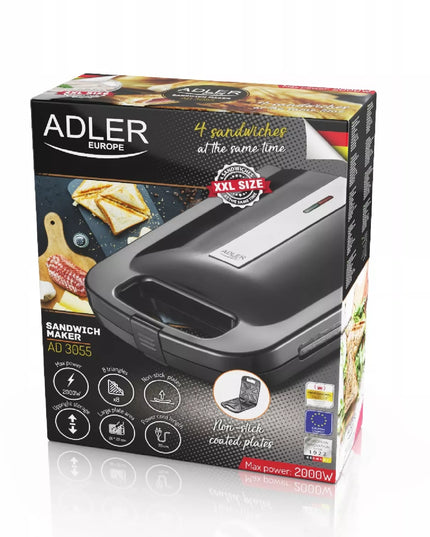 Adler sumuštinių keptuvė skrudintuvas sandwich 3055 trikampiai 2000W nelipni danga