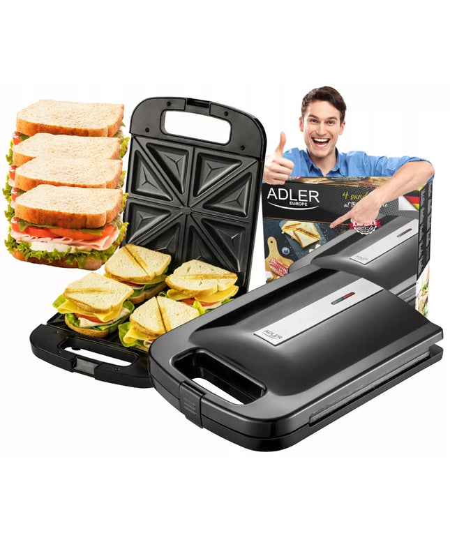 Adler sumuštinių keptuvė skrudintuvas sandwich 3055 trikampiai 2000W nelipni danga