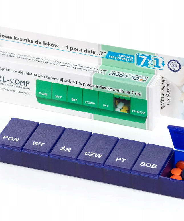 Savaitinis vaistų dozatorius El-Comp tablečių ir vitaminų dėžutė