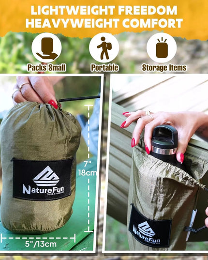 P/19 Nature Fun ultralengvas nailoninis kelioninis kempingo hamakas 275x140 cm /5