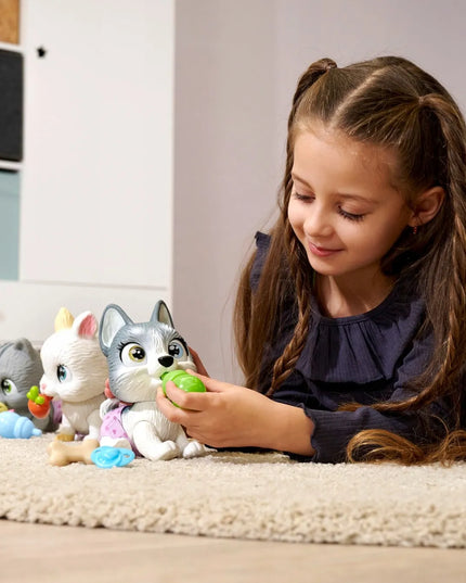 PAMPER PETZ interaktyvus haskių šuniukas iš sauskelnių gaujos, 20 cm + priedai