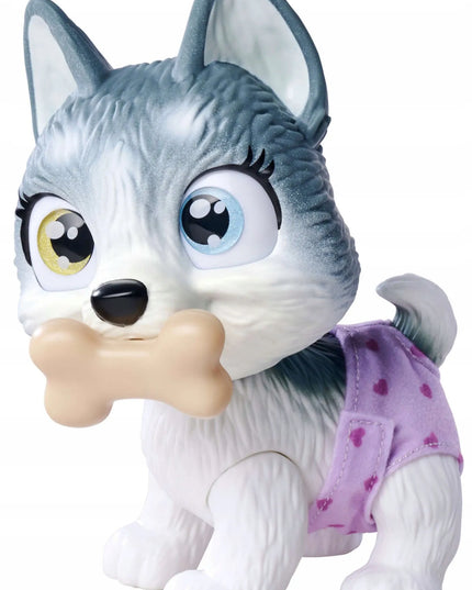 PAMPER PETZ interaktyvus haskių šuniukas iš sauskelnių gaujos, 20 cm + priedai
