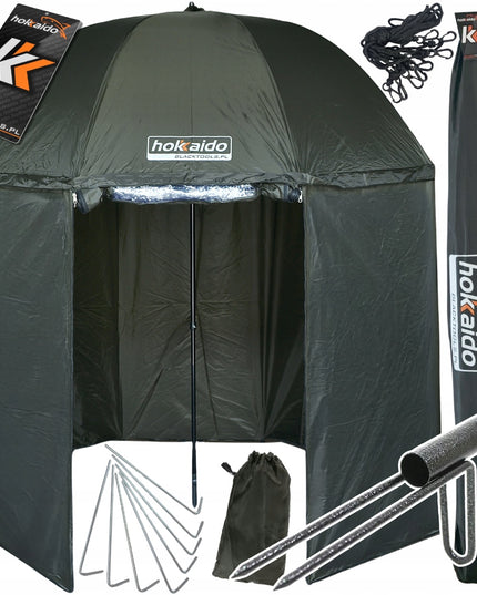 Žvejybos skėtis su pilna palapine 250cm, specialios gumos + kuoliukas!